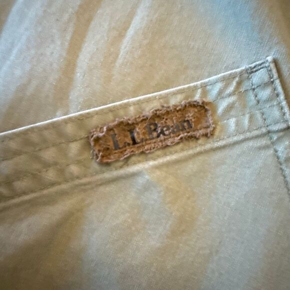 L.L. Bean Vintage Chore Barn Jacket leather collar size large Olive green RARE - Picture 10 of 11